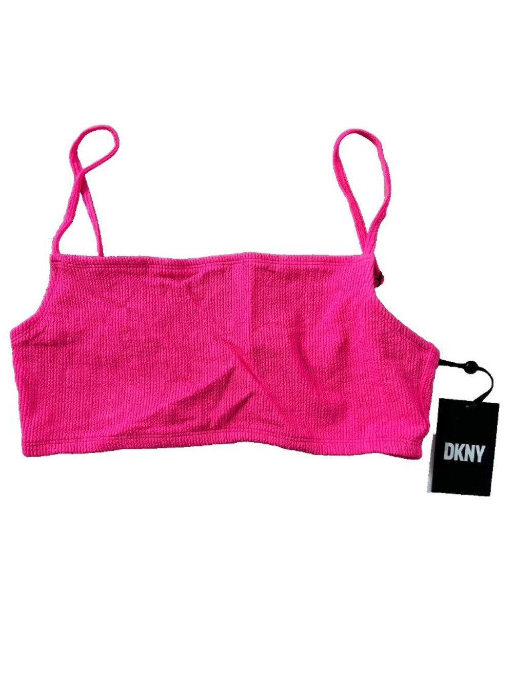 DKNY Textured Bralette Bikini Top Neon Pink ( L ) - Picture 3 of 4